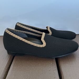 Vionic Willa Knit Slip On Shoes Womens Sz 6.5 Black Loafer Flats Beige‎ Comfort